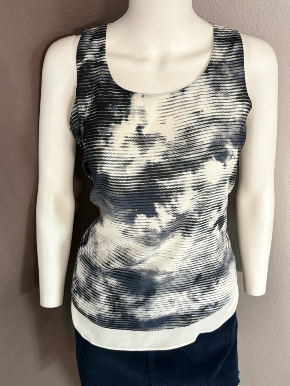 Kenar Navy & White Tie-Dye FlowyTank